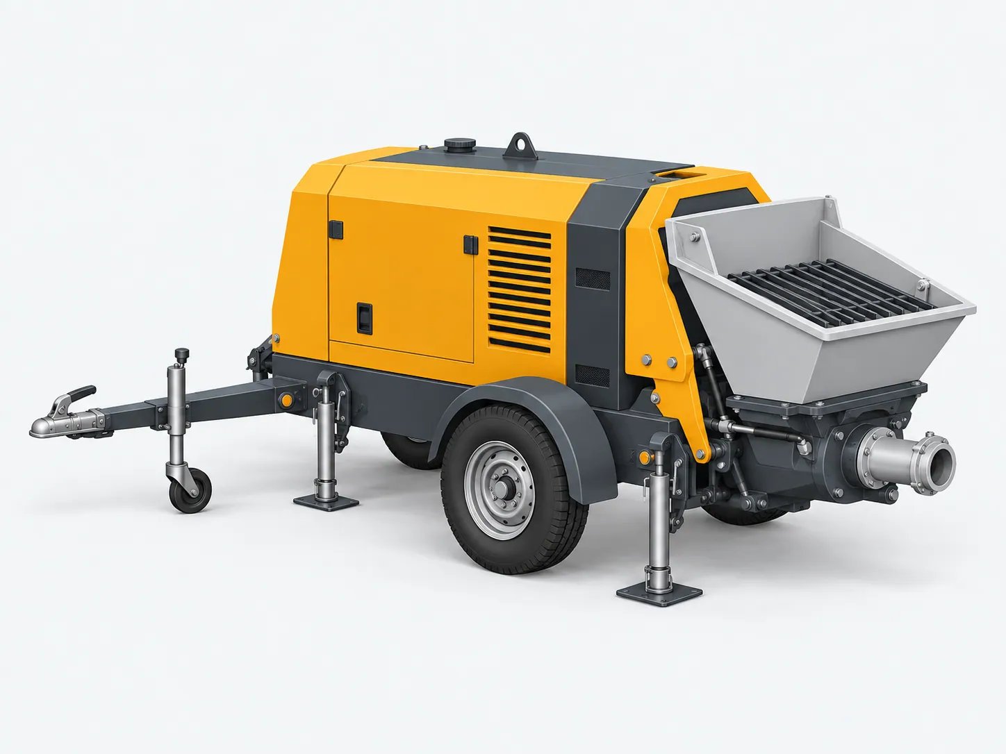 Engineering illustration of a trailer-mounted concrete line pump