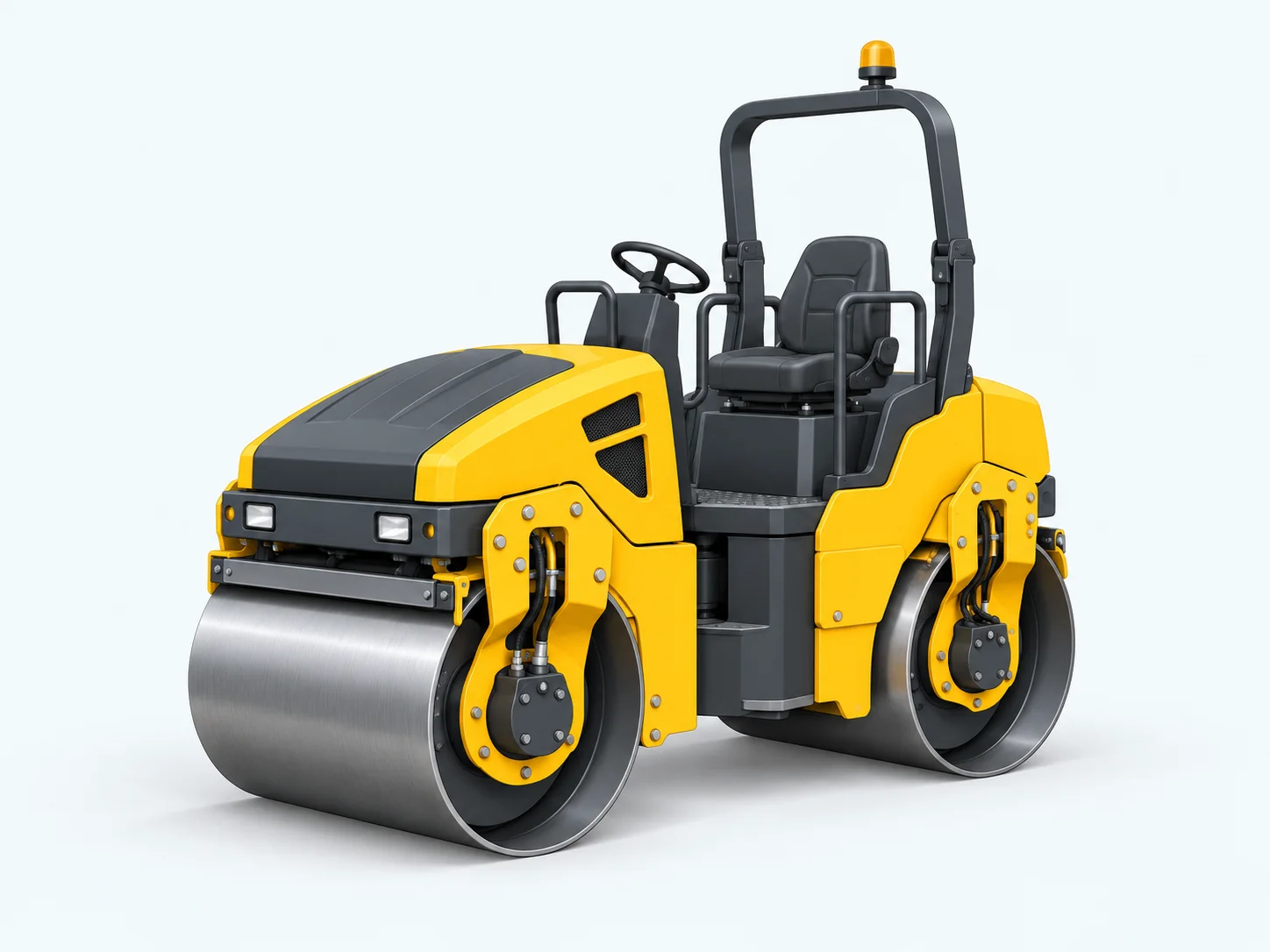 Engineering illustration of a tandem road roller