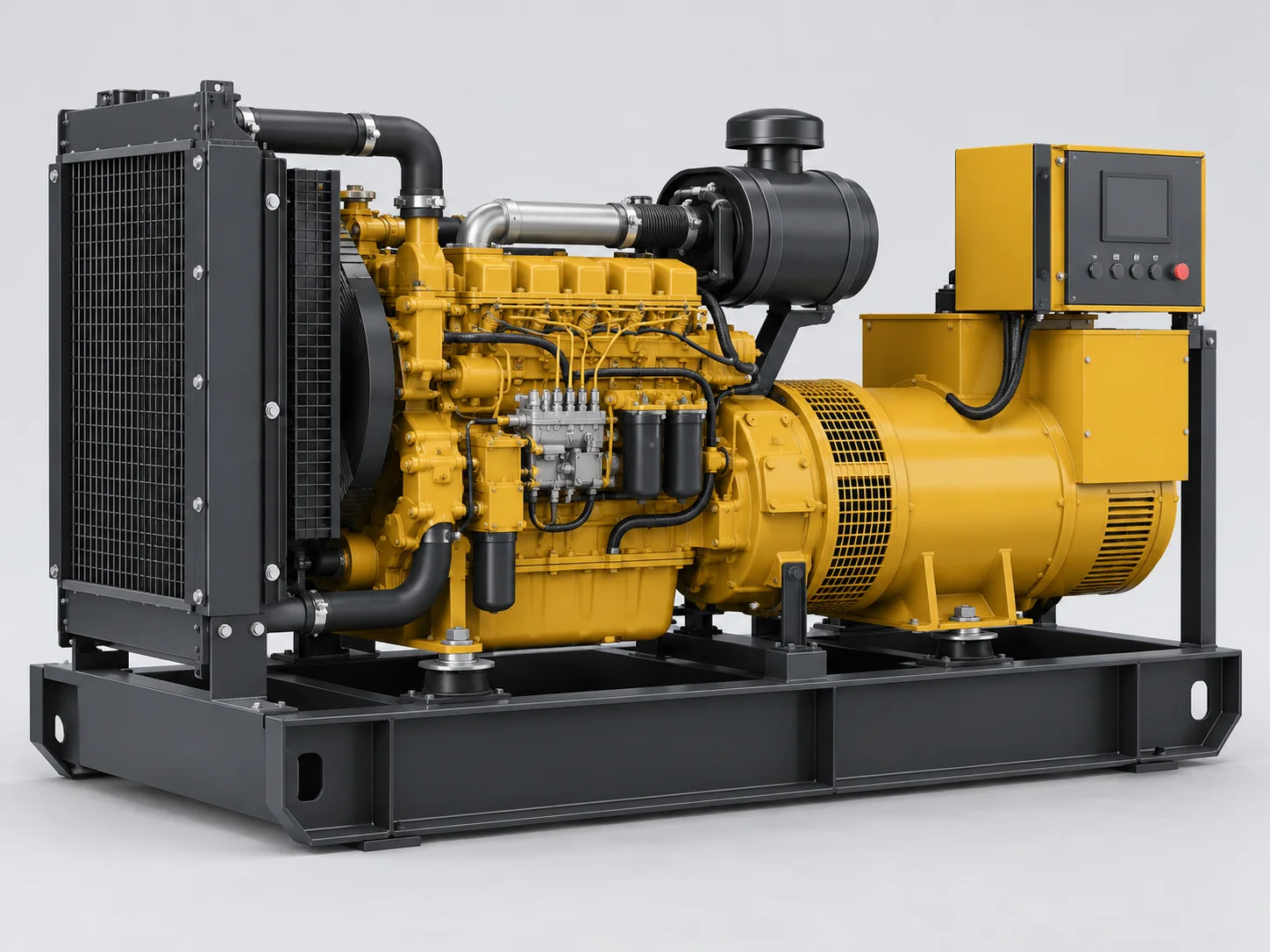 AI illustration of a stationary diesel generator set type